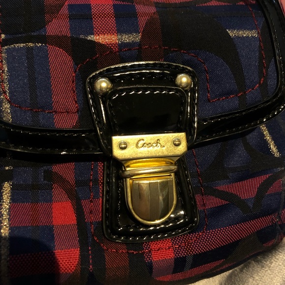 Coach Handbag Shoulder Poppy Blue Purple Red Plaid Tartan Purse Bag G1282-21622 - Picture 5 of 9